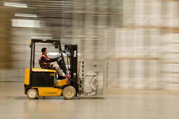 forklift in warehouse