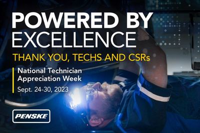 Image of a technician with headlamp with text "Powered By Excellence: Thank you techs and CSRs, National Technician Appreciation Week Sept. 24-30, 2023"