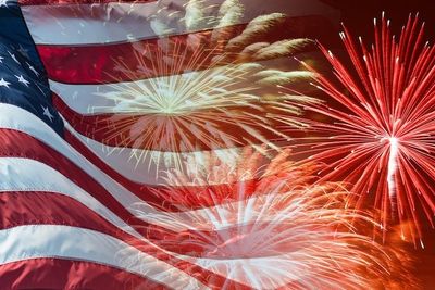 American Flag with Fireworks