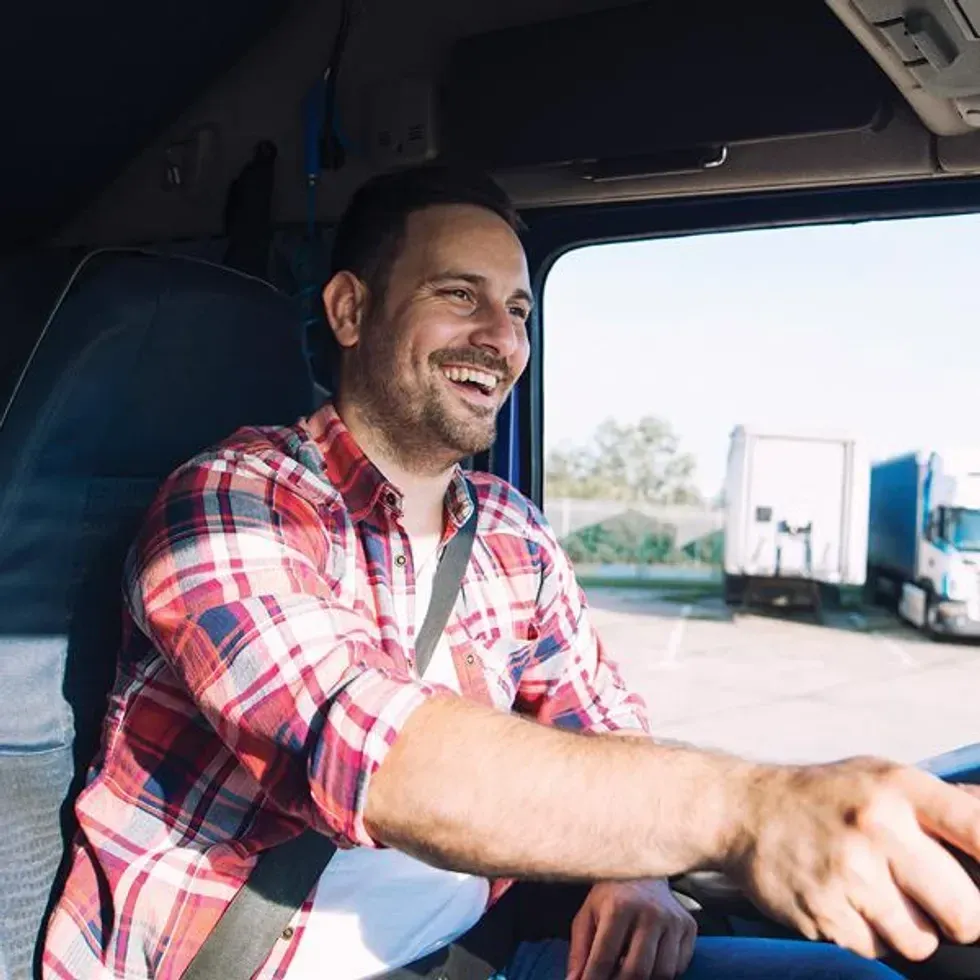 Smiling truck driver